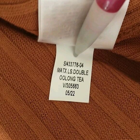 Old Navy Maternity Dress XL Brown Maxi Faux Wrap Rib Knit Long Sleeve Cotton New - Picture 8 of 8